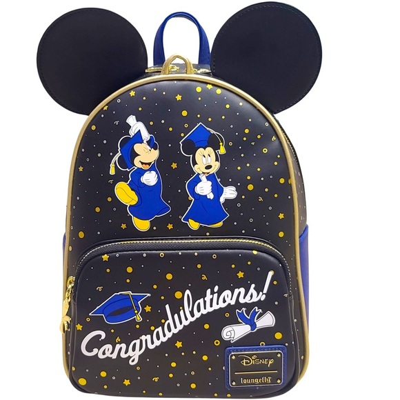Loungefly Disney Graduation Backpack - Black and Blue - Picture 1 of 11